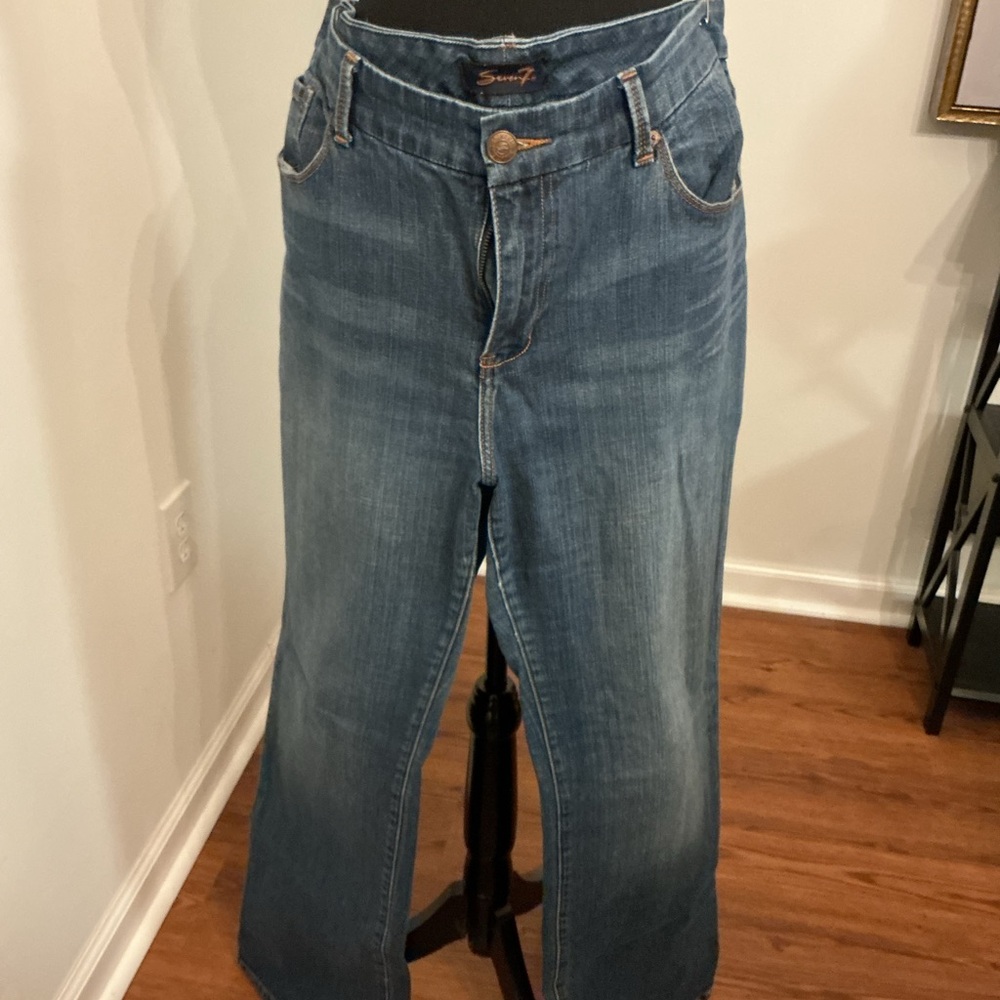 Seven7 Women's Classic Blue Flare Jeans